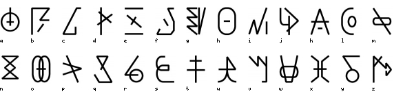 The Keihan alphabet, from A to Z.